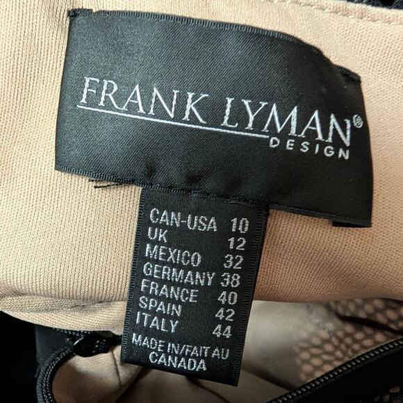 Frank Lyman Design Dress Black Bodycon Edgy Mob Wife LBD Sleek Luxe - Size 10 - Picture 6 of 7